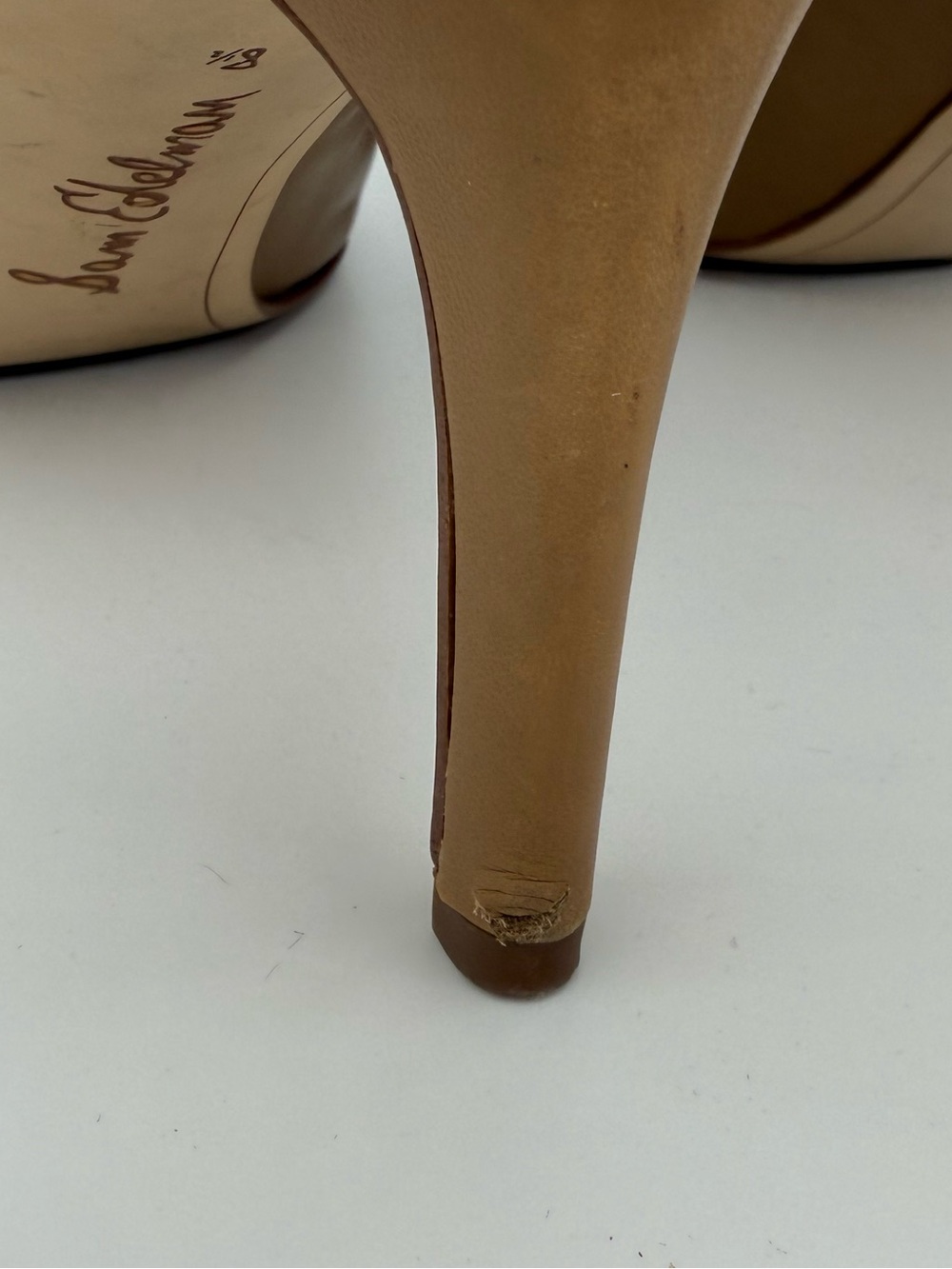 Sam Edelman Tristan Tan Nude Leather Pointed Toe Pumps Size 8.5 - Picture 9 of 10